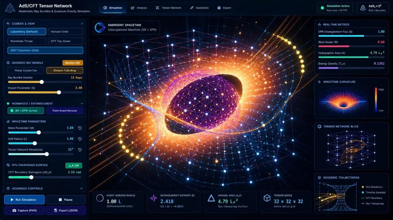 Entangled Spacetime — AdS/CFT Tensor Network Simulator